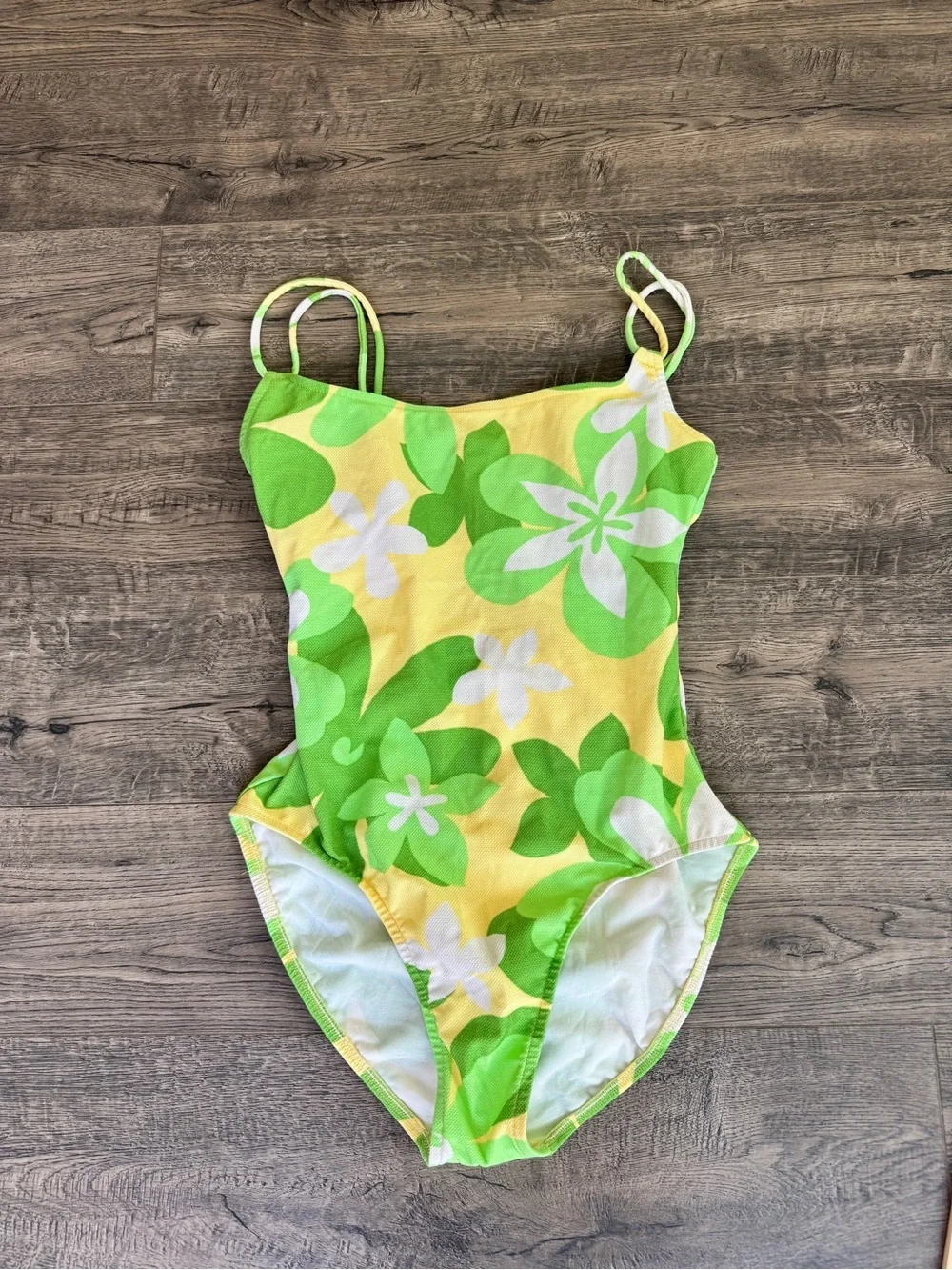 Jantzen Vintage Yellow and Green Swimsuit with Floral Pattern